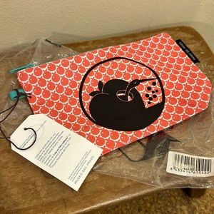 NWT Museo Del Prado bright red teal cosmetics bag 100% organic cotton clutch bag